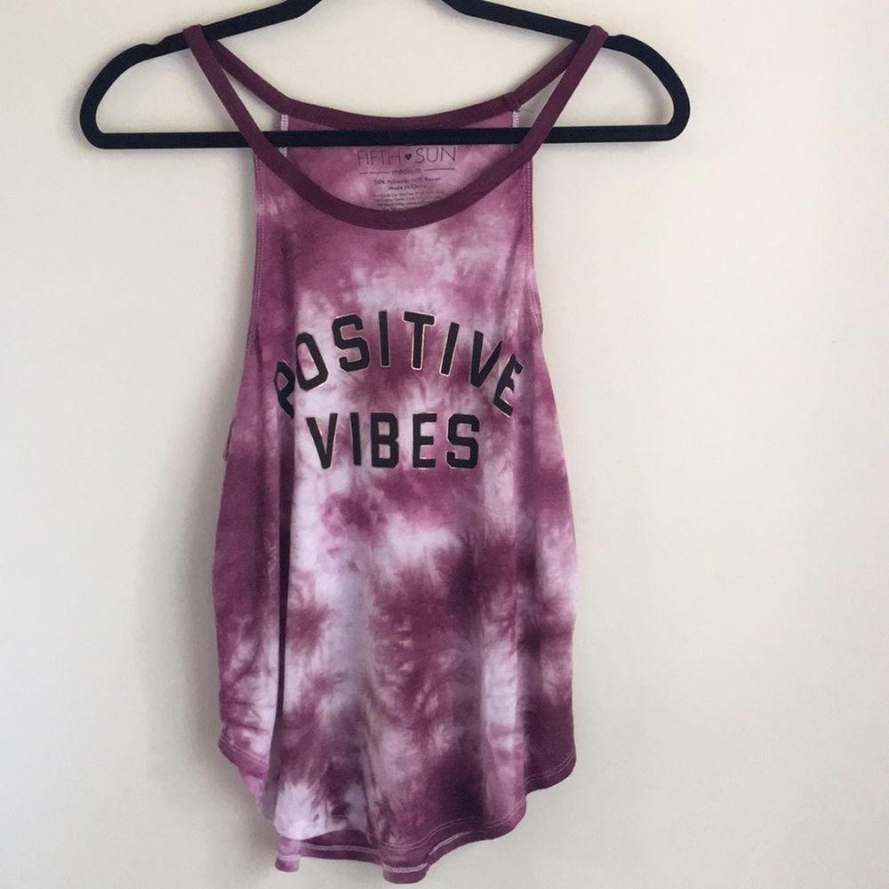 Fifth Sun Positive Vibes  tie dye tank Size Medium